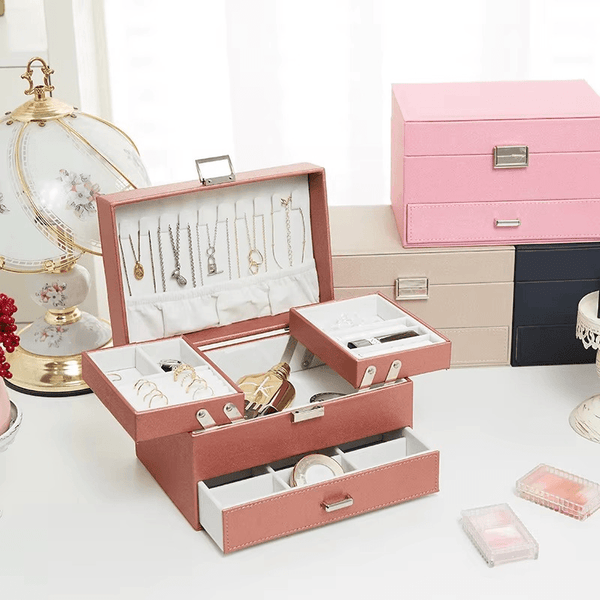 Large Capacity Multi-Layer Jewelry Box with Drawer for Girls - SunglassesMart