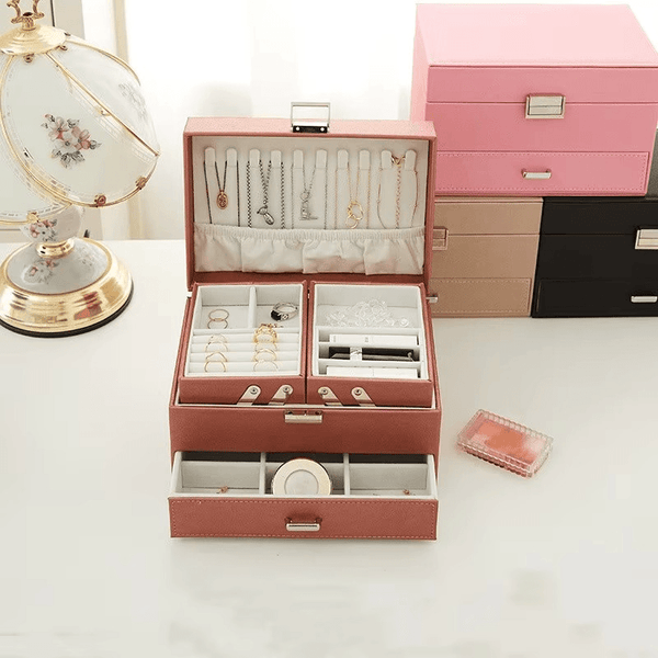 Large Capacity Multi-Layer Jewelry Box with Drawer for Girls - SunglassesMart