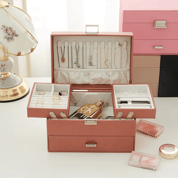 Large Capacity Multi-Layer Jewelry Box with Drawer for Girls - SunglassesMart