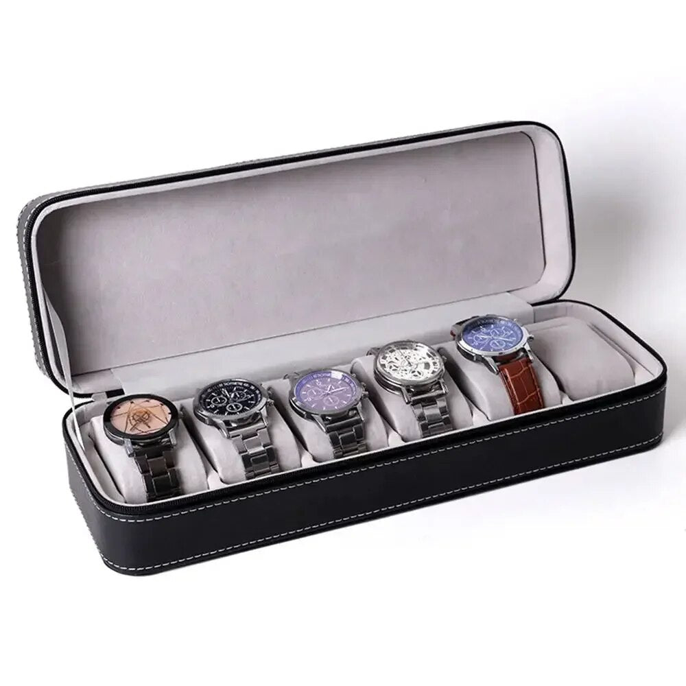 Portable 6 Slots Watch Box Desktop Watch Case Household Watch Organizer