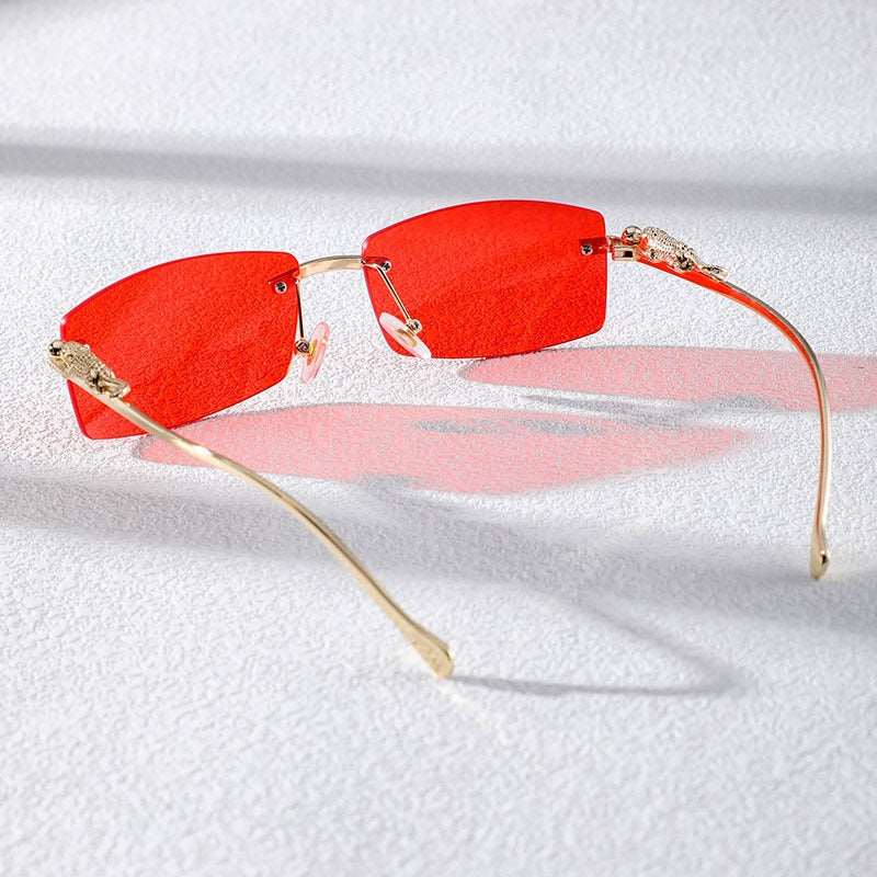 Rectangle Sunglasses for Men/Women Small Rimless Square Shade Eyewear –  Pink and Caboodle