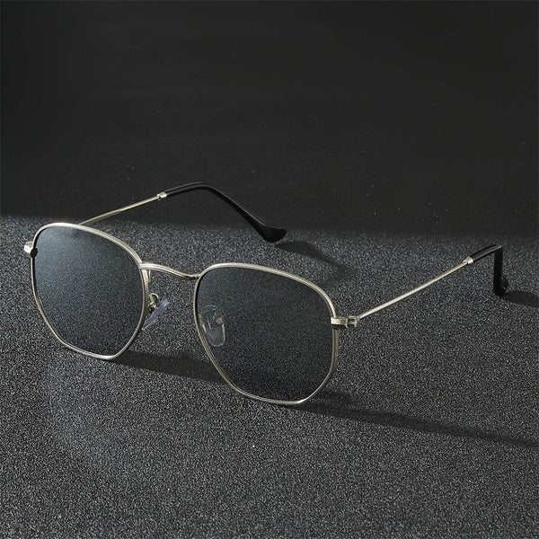 Hexagonal Black Metal Pilot Glasses - SunglassesMart