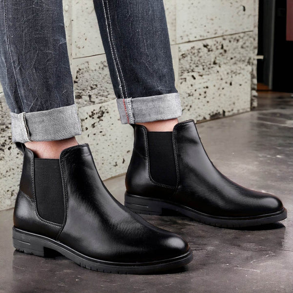 Jack Marc Men's Black Slip-On Boots Stylish & Comfortable - JACK MARC
