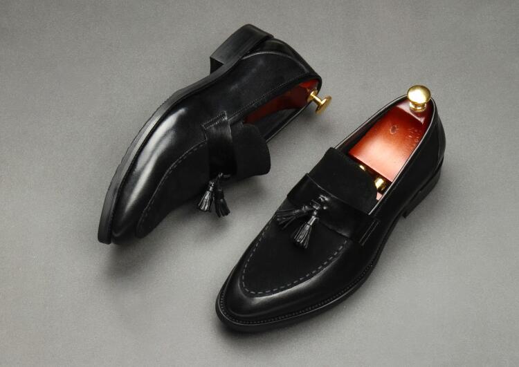 New Arrival Men Brown Suede Shoes Fashion Pointed Business Leisure Leather Slip On Loafer Black-Sunglassesmart