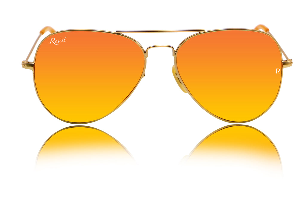 William Pilot Orange Gold Sunglasses