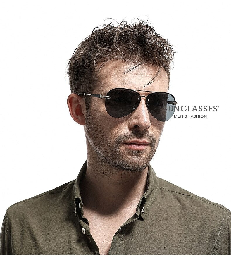 Buy New Fashion Metal Rimless Pilot Sunglasses For Men -SunglassesMart
