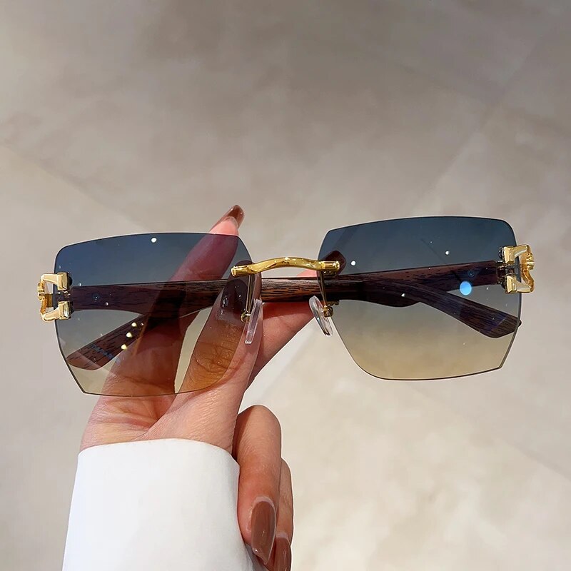 Fashion Vintage Square Rimless Sunglasses - Unisex