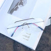 Rimless Pilot Blue Block Computer Glasses - SunglassesMart