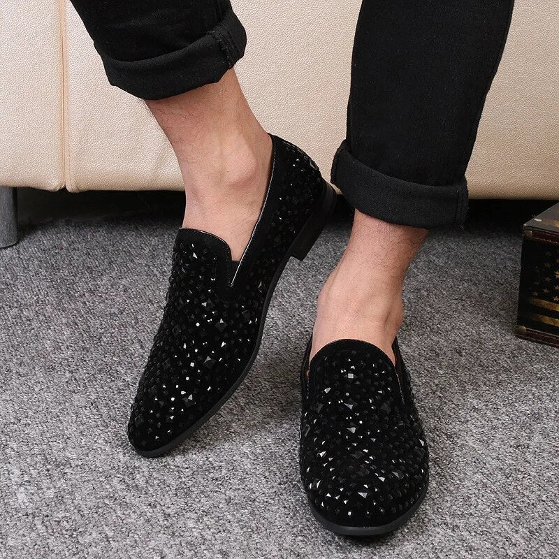 Bling Studded British-Style Loafers