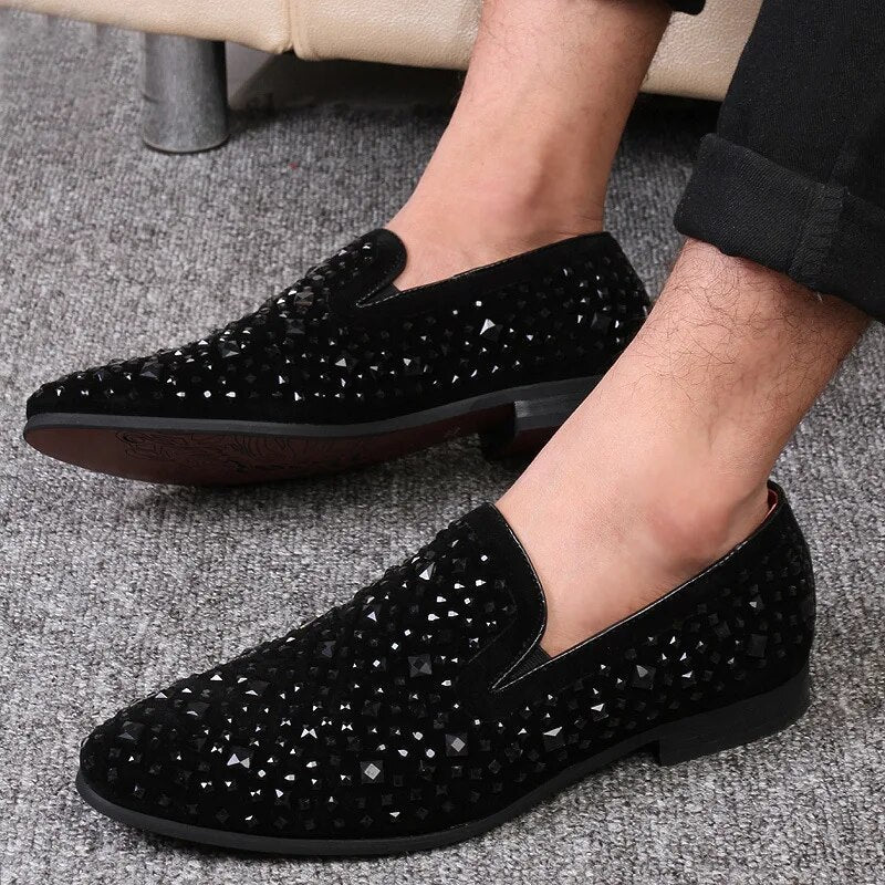 Bling Studded British-Style Loafers