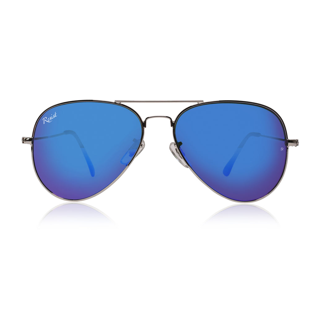 Black Sunglasses With Light Blue Mirrored Lenses - Gage Sunglasses