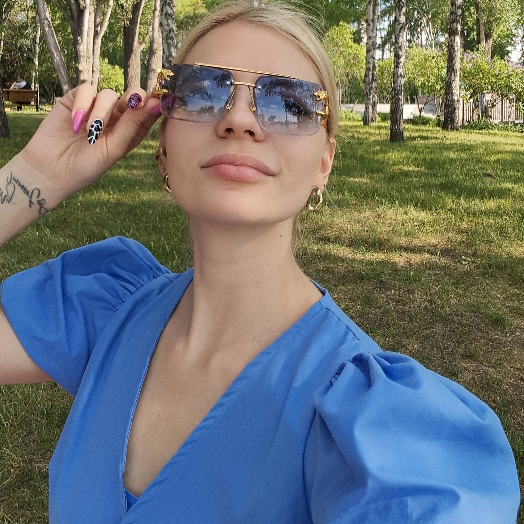 Rimless cycling sunglasses top