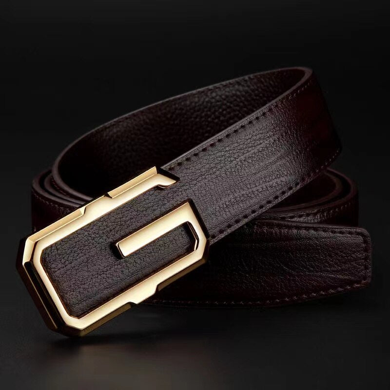 Fashion Letter G Waistband Buckle Belt Men Genuine Leather Belts - Sunglassesmart