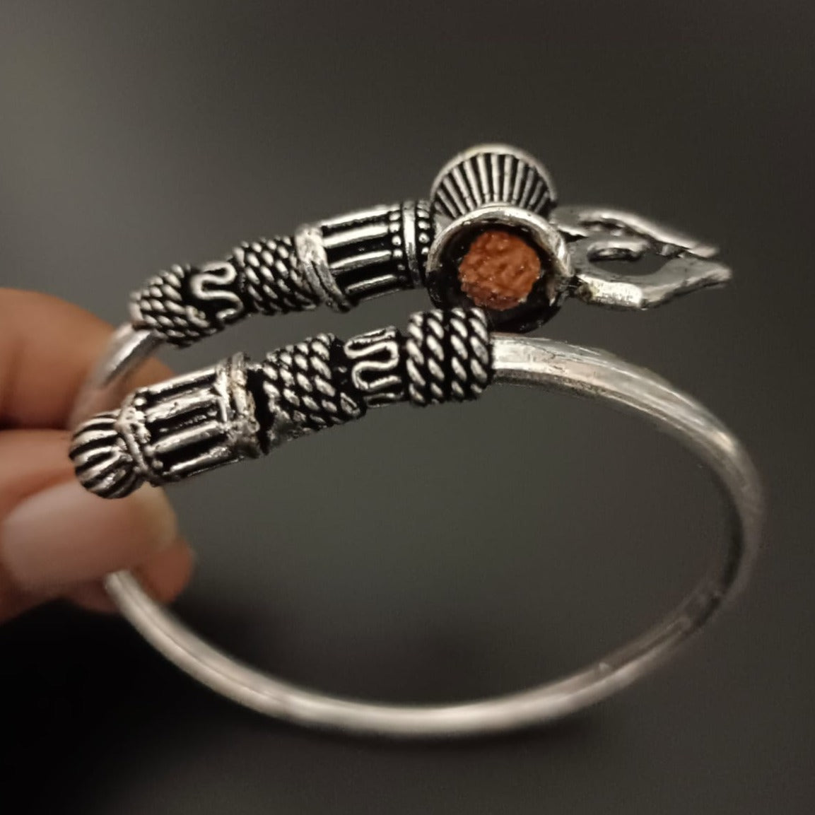 925 Sterling Silver Handmade Shiva Trishul Bangle Bracelet Rudraksha Kada,  Excellent Bahubali Trident Kada Bracelet Gift Nsk535 - Etsy Sweden