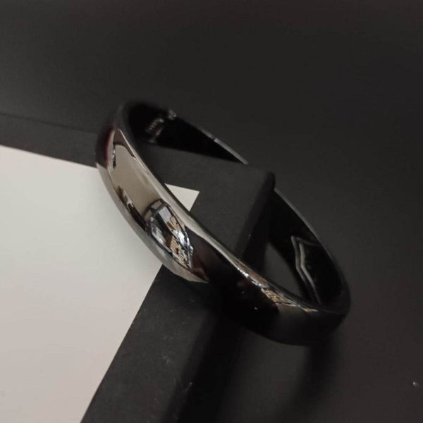 New Chrome Finish Black Kada Bracelet For Men and Women - SunglassesMart