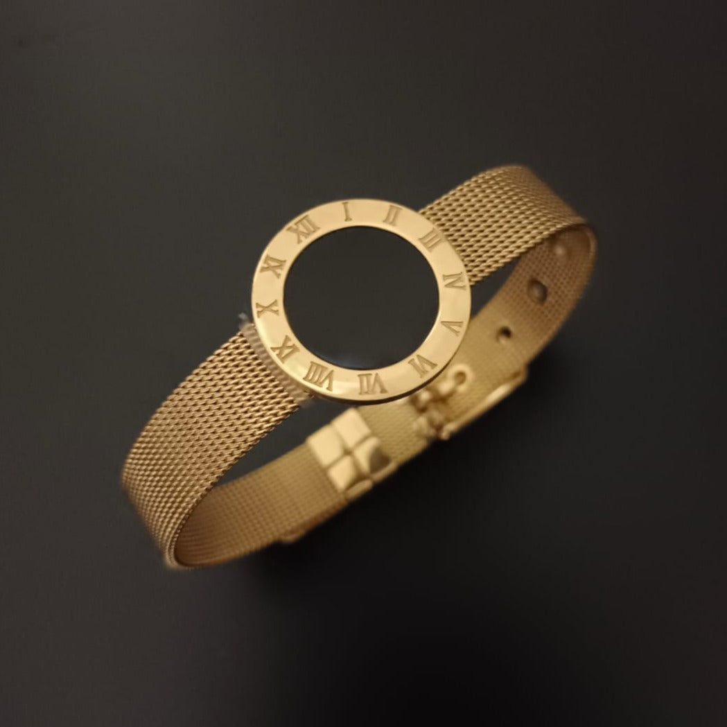 New Golden Watch Design Bracelet For Women and Girl- (Black Gold Dial)