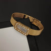 New Golden Rectangular Watch Design Bracelet For Women and Girl- (White Gold Dial) - SunglassesMart