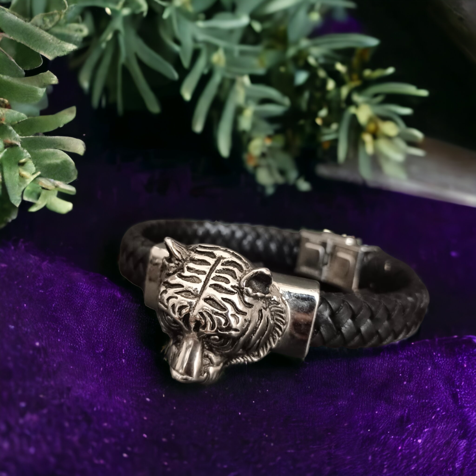 Tiger Eye Gemstone and Dragon Pendant Men Bracelet - Men Bracelet