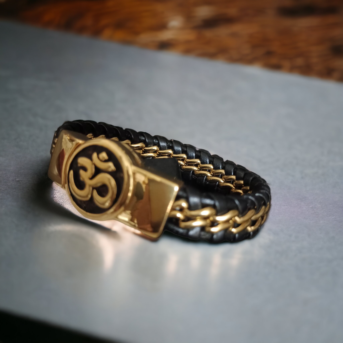 New OM Devotional Gold Bracelet For Men