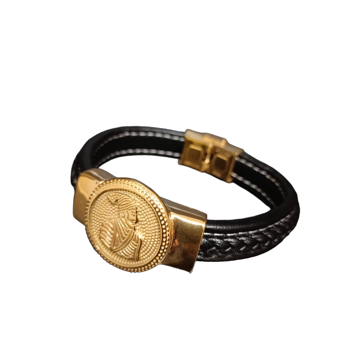 New Shivaji Maharaj Devotional Gold Bracelet For Men