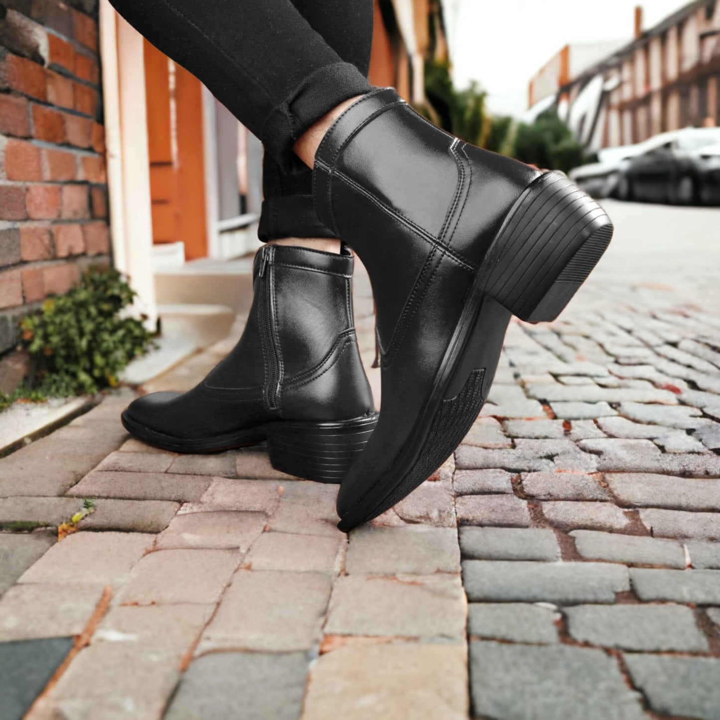 Black Dress Zip Boots For Men