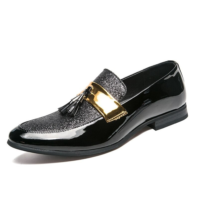 Buy Fashionable Anti-skid Business Dress Flat Black Golden Loafer Shoes- JackMarc