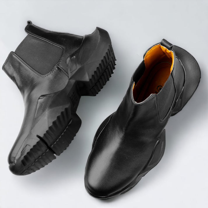 Sunglassesmart's Latest BlackFaux Leather Chelsea Boots for Men