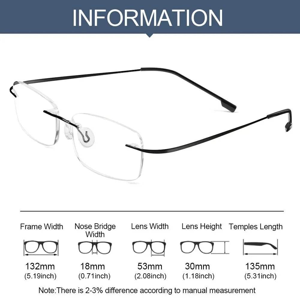 Titanium Alloy Rimless Glasses Frame for Men - SunglassesMart