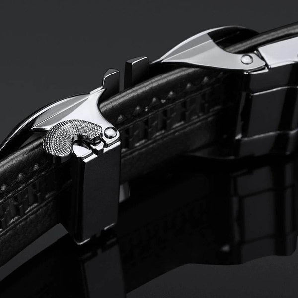 Designer Automatic Buckle Leather Belt - SunglassesMart