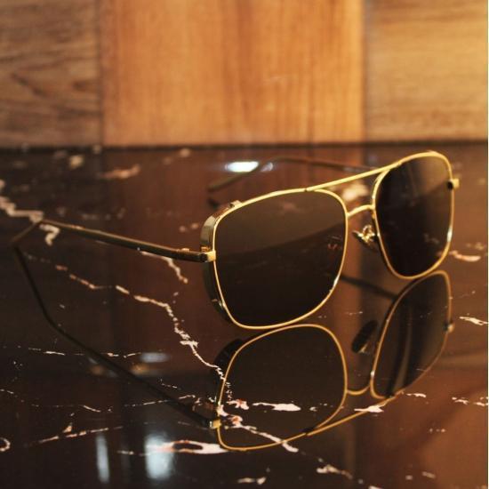 Funky Side Cap Golden Black Wayfarer Sunglasses-SunglassesMart Premium SunglassesMart