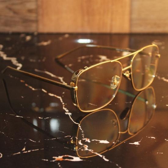 Funky Side Cap Golden Clear Wayfarer Sunglasses-SunglassesMart Premium SunglassesMart