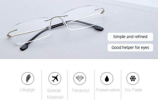 Titanium alloy glasses frame Rimless eyeglasses - SunglassesMart