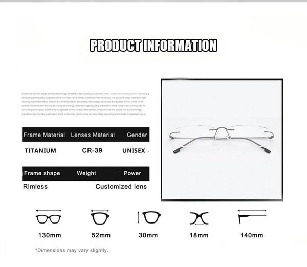 Titanium alloy glasses frame Rimless eyeglasses - SunglassesMart
