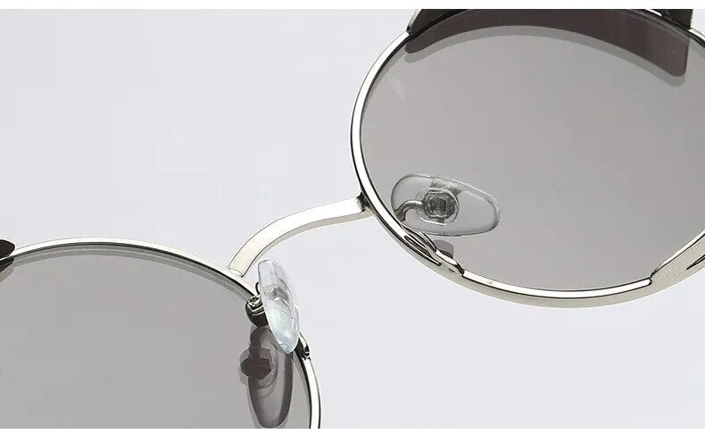 Steampunk Silver Mirror Round Metal Sunglasses