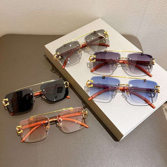 Buy Fashion Double Bridge Shade Rimless Sunglasses Men Women s-JackMarc