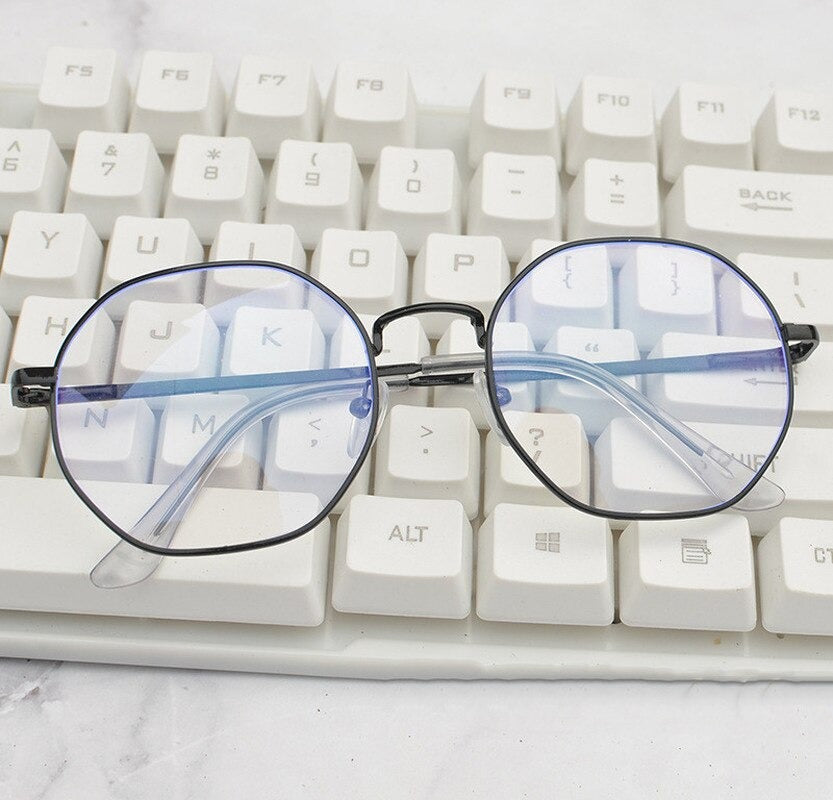 Buy Designer Anti Blue Light Vintage Hexagonal Eyeglasses For Men-SunglassesMart