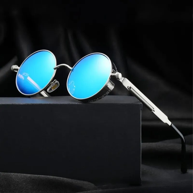 Fashion Steampunk Round Metal Sunglasses Men Women