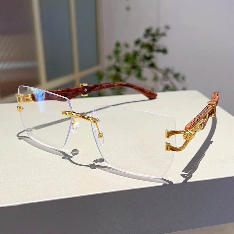 Fashion Vintage Square Rimless Sunglasses - Main Image
