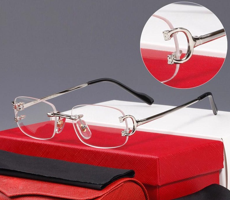 Buy Now High Quality Designer Retro metal Rimless Eyeglasses Frames For Men And Women